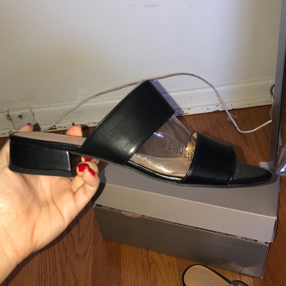 Franco sarto mules black faux leather size 7.5 nwt